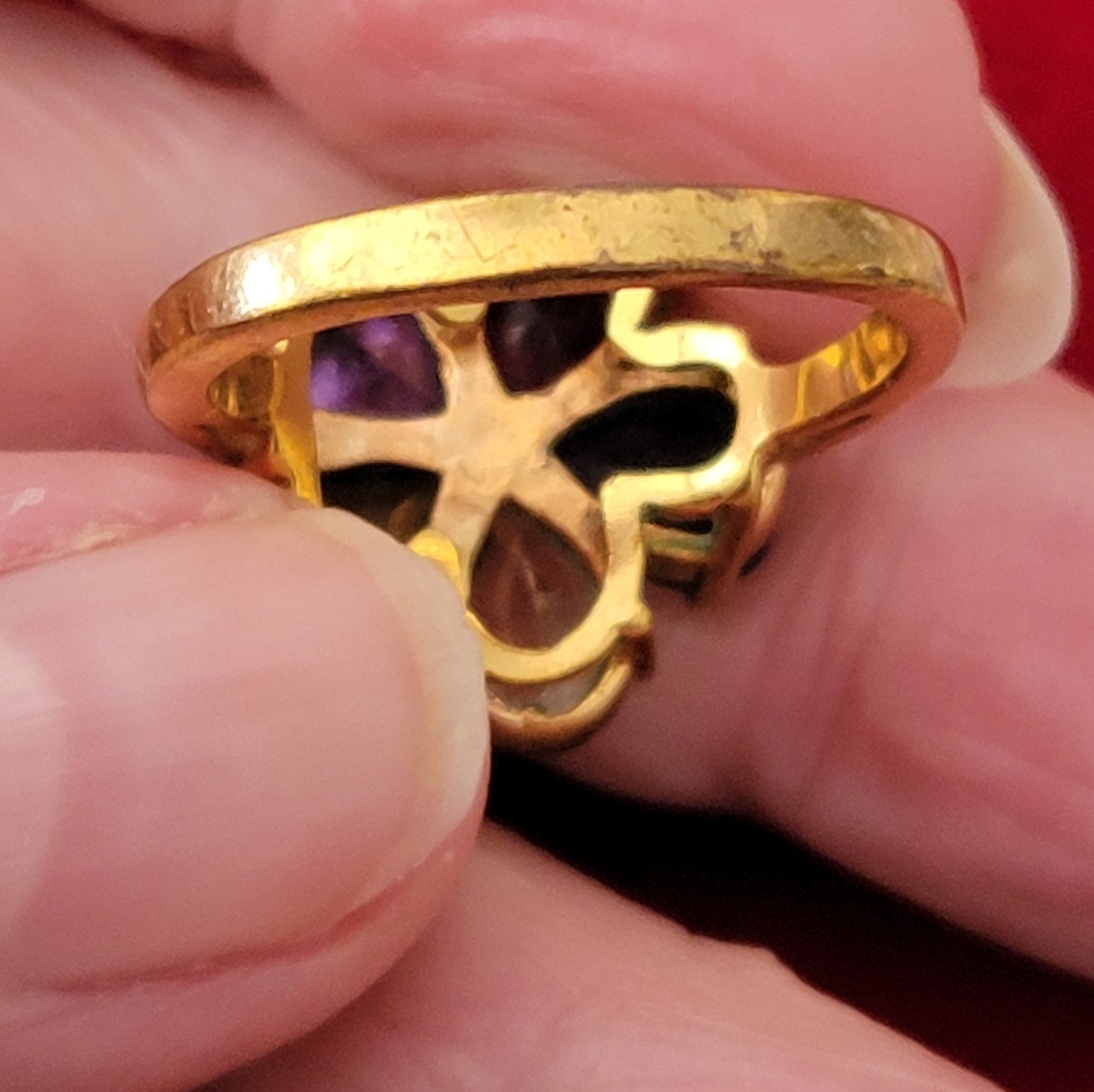 Multicolor Gemstone Flower Ring - image 3